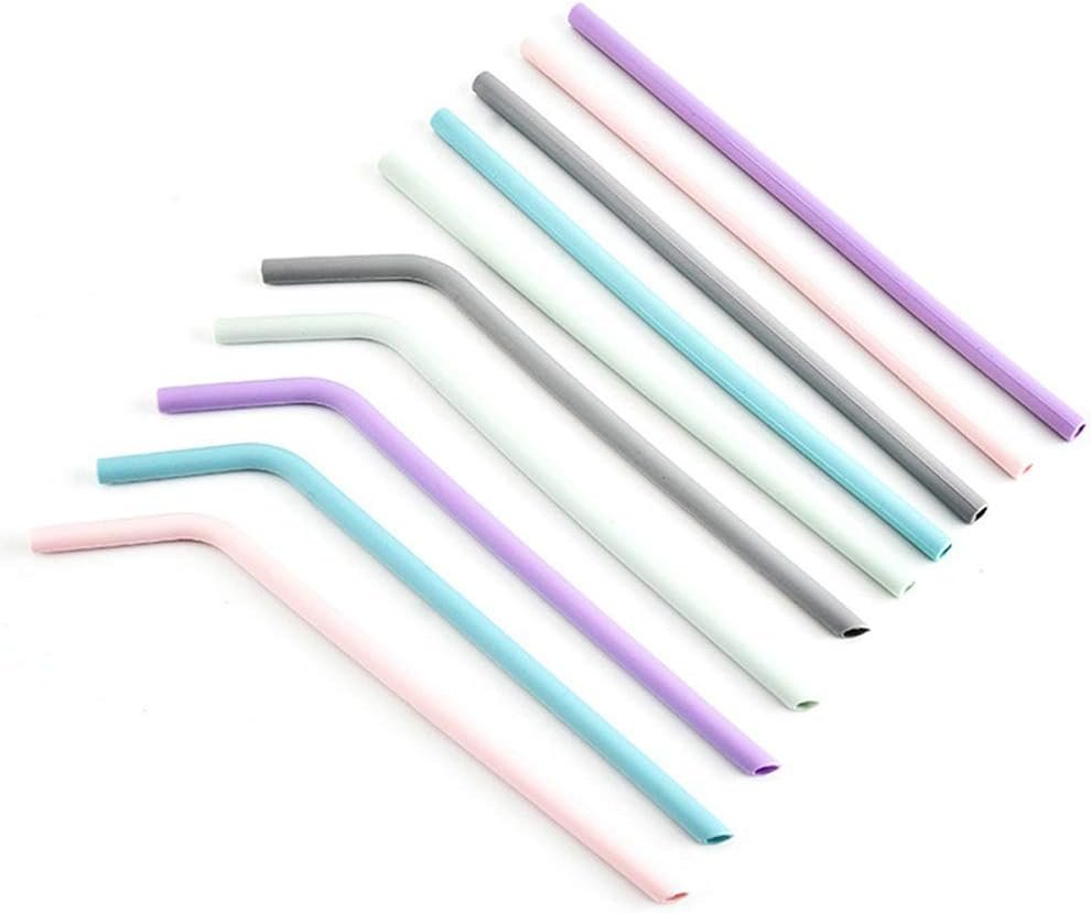 Reusable Silicone Straws Drinking Straws with Cleaning Brushes for Birthday Wedding Reusable Bar Tool Silicone Colorful Straws